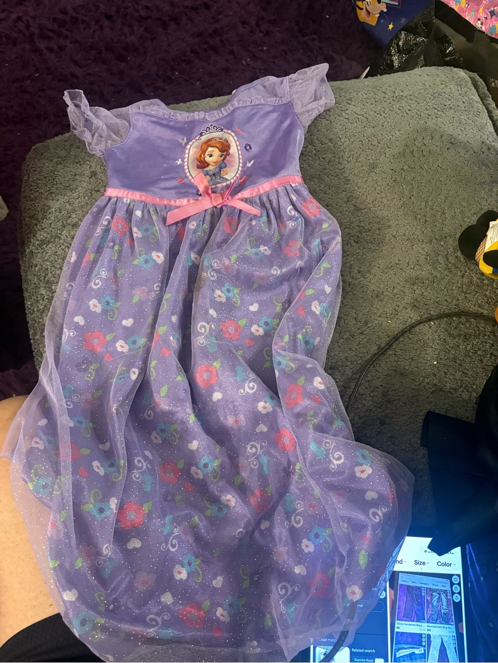 Disney Purple Sofia Princess Tulle Dress with Pink Bow